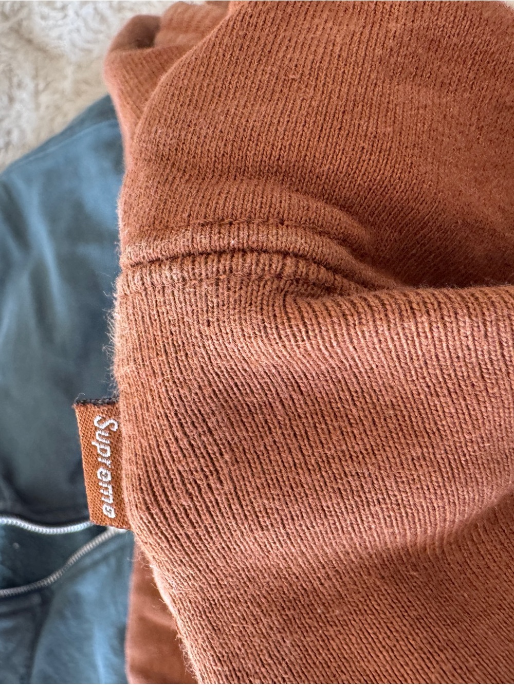 Supreme Two-Tone Half-Zip Sweatshirt in Brown and Gray-Blue - Picture 7 of 10
